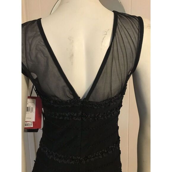 NWT $178 JS Collections Flapper Style Black Form Fitting Glittery Cocktail Dress - Picture 7 of 11